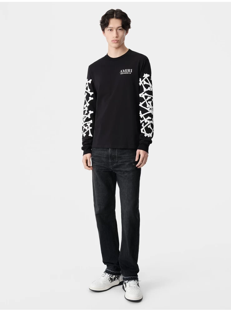 Amiri BONES STACKED LONG SLEEVE TEE - Black