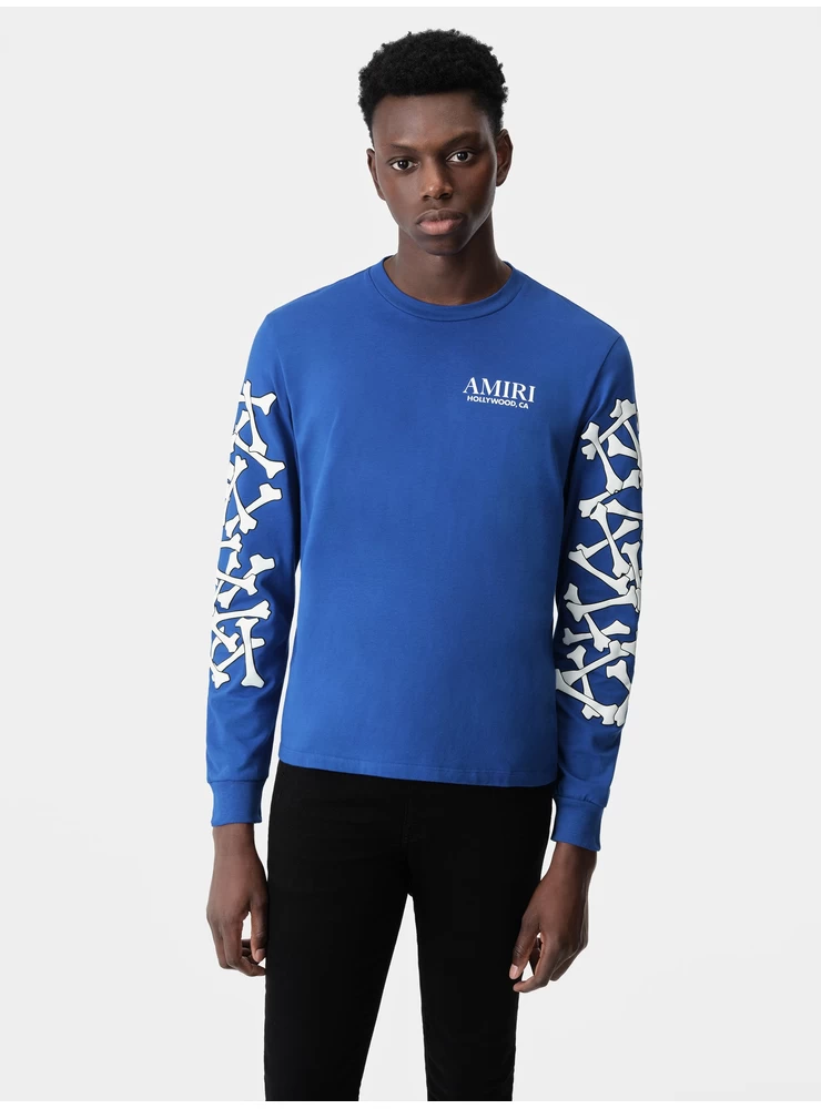 Amiri Bones Laotud Pikkade Varrukatega T-särk - Sinine