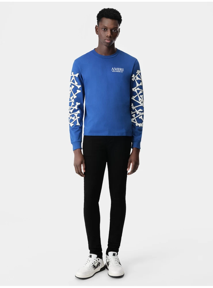 Amiri BONES STACKED LONG SLEEVE TEE - Blue