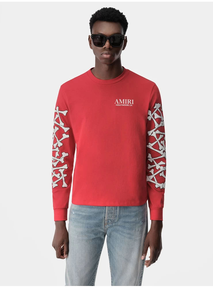 Amiri Bones Laotud Pikkade Varrukatega T-särk - Punane