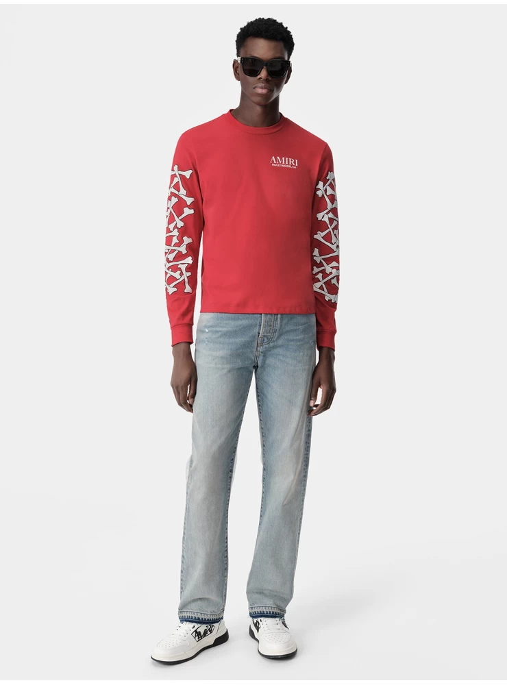 Amiri BONES STACKED LONG SLEEVE TEE - Red
