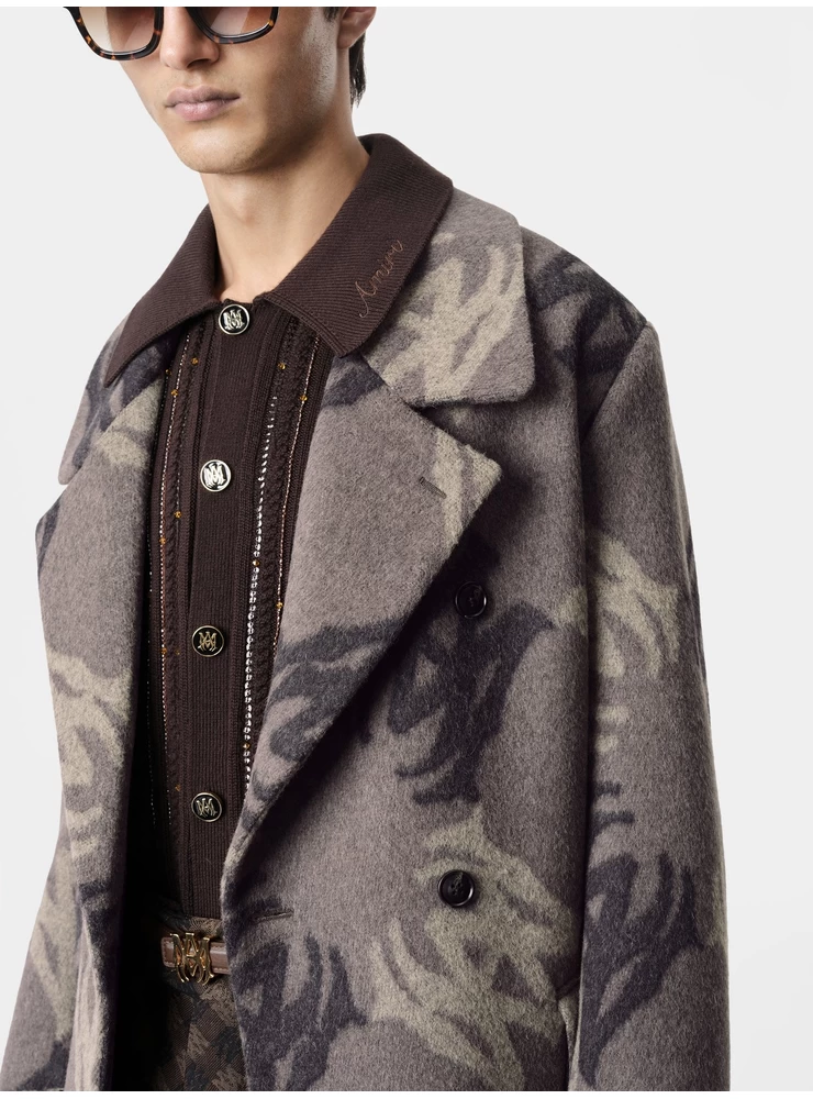 Amiri MA QUAD BRUSHED DOUBLE-BREASTED OVERCOAT - Dark Brown