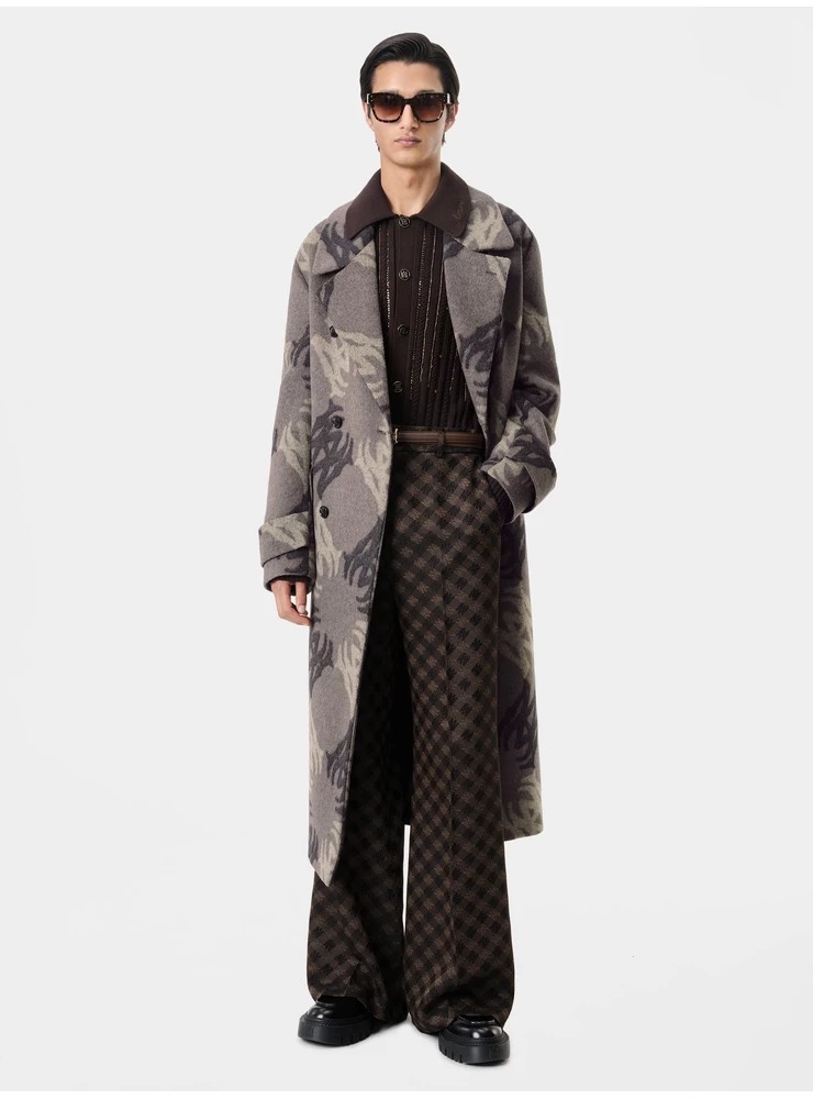 Amiri MA QUAD BRUSHED DOUBLE-BREASTED OVERCOAT - Dark Brown