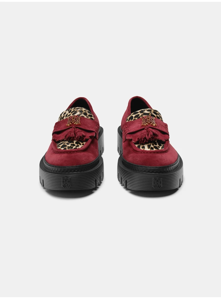 Amiri MA TASSLE LEOPARD JUMBO LOAFER - Burgundy
