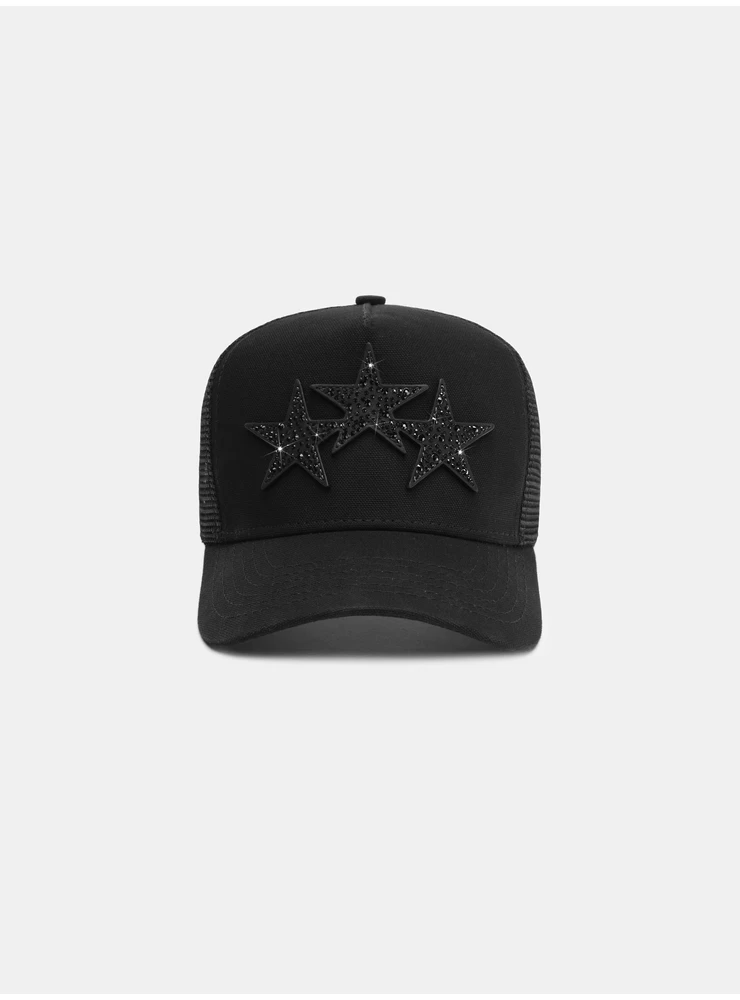 Amiri CRYSTAL 3 STAR TRUCKER HAT - Black Black