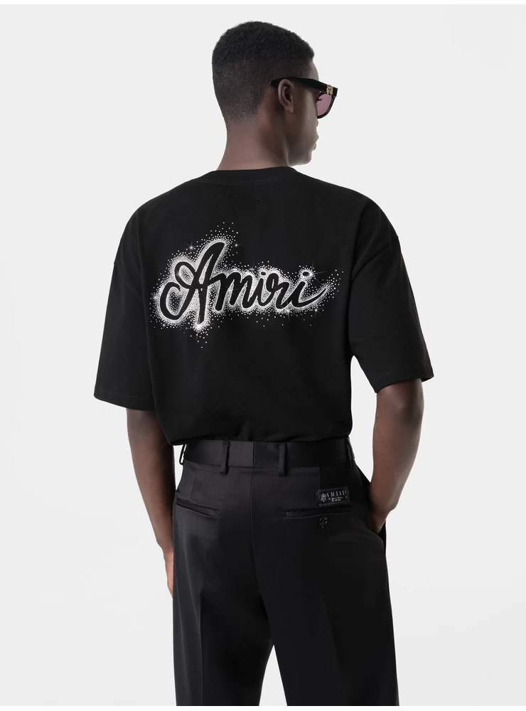 Camiseta Amiri Crystal Burst Ma Swirl Oversized - Preta