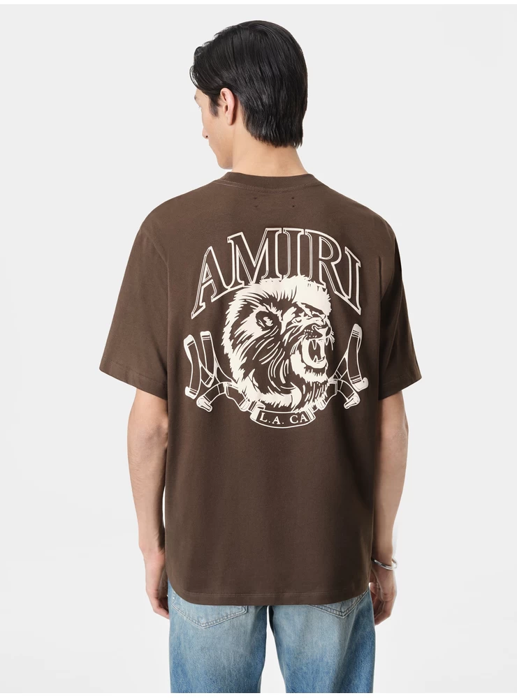 Amiri LION OUTLINE TEE - Dark Brown