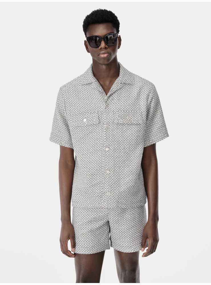 Amiri TWEED CAMP SHIRT - Cerulean