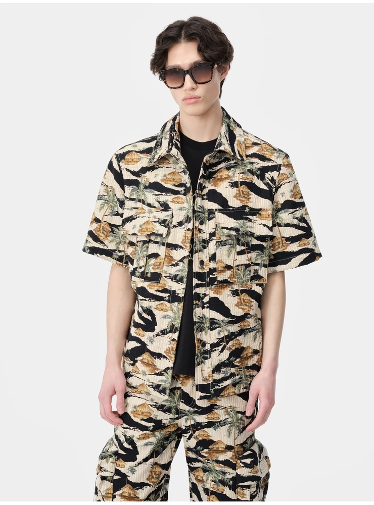 Amiri AMIRI REPEAT PALM CAMP SHIRT - Mojave Desert