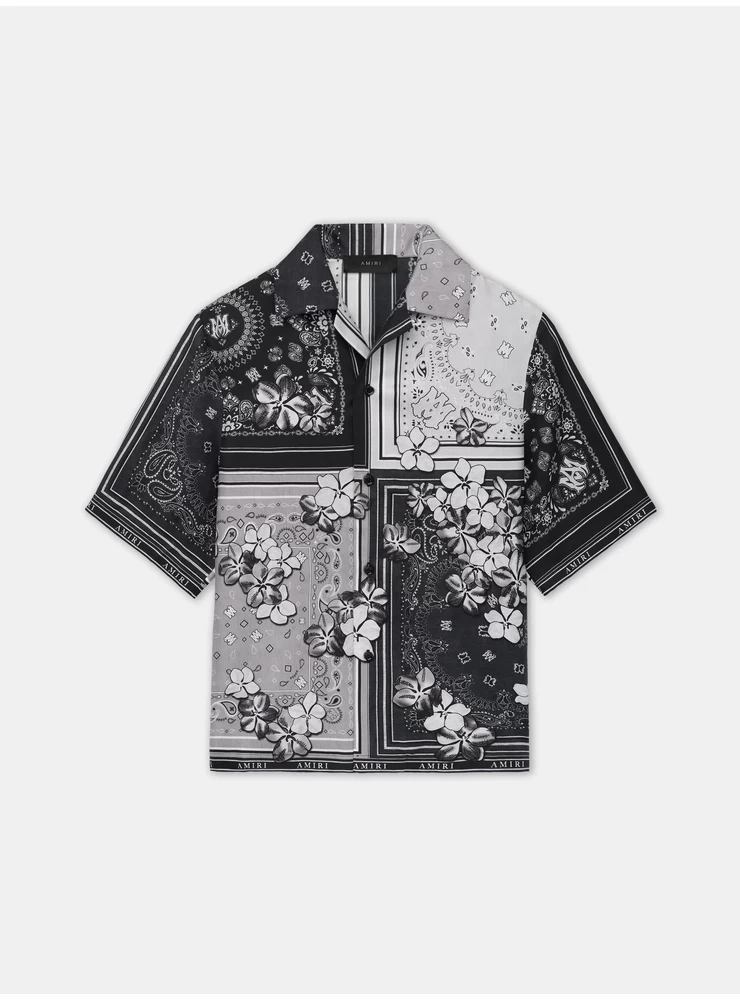 Amiri BANDANA FLORAL BOWLING SHIRT - Black