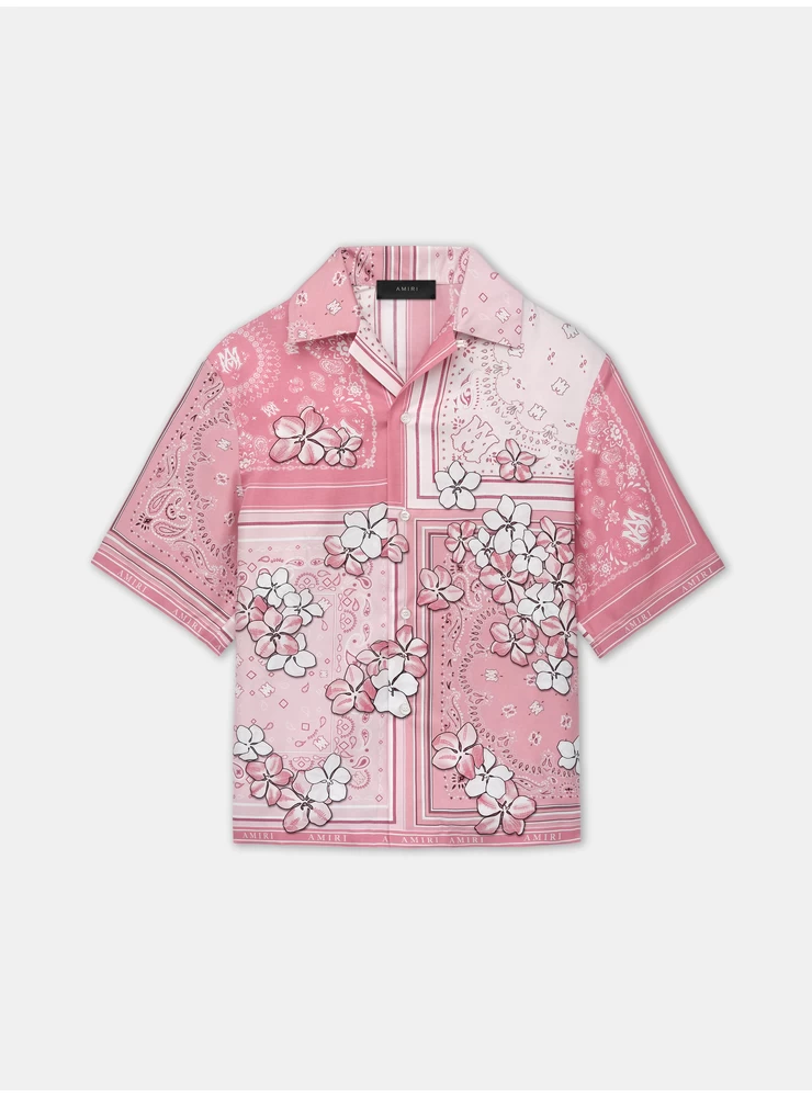 Amiri BANDANA FLORAL BOWLING SHIRT - Flamingo Pink