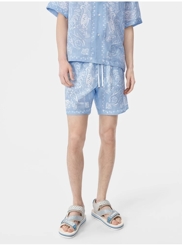 Amiri BANDANA WATERCOLOR SHORT - Cerulean