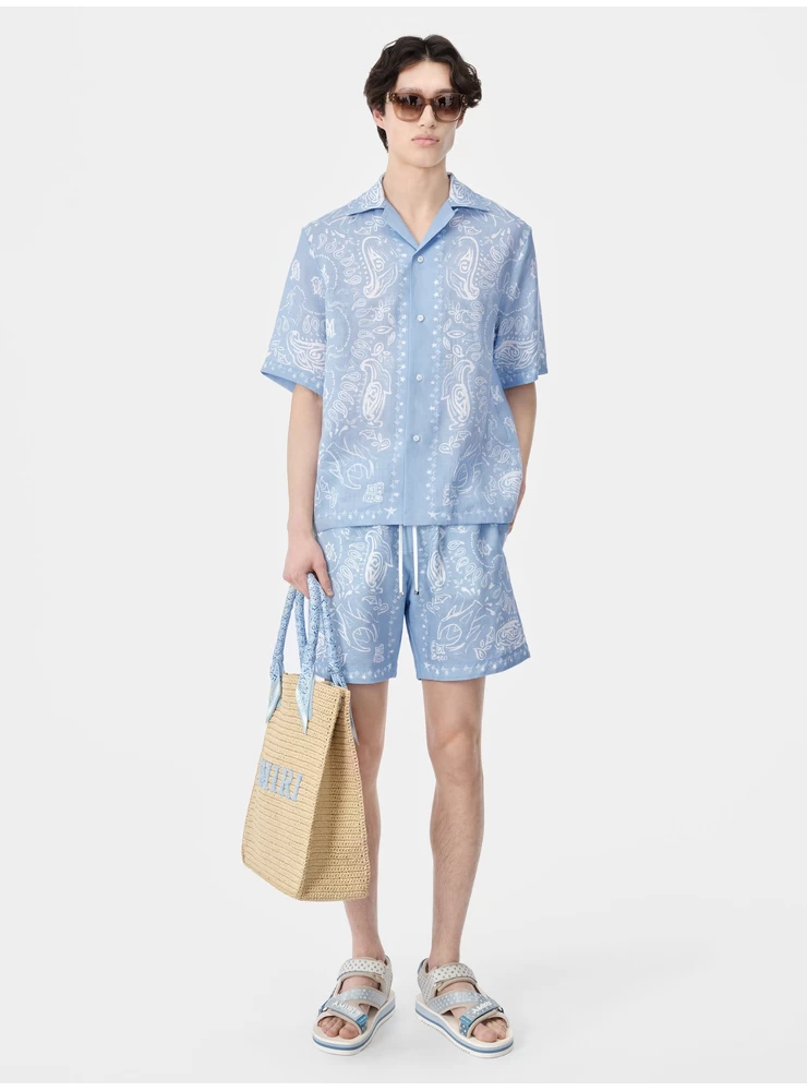 Amiri BANDANA WATERCOLOR SHORT - Cerulean