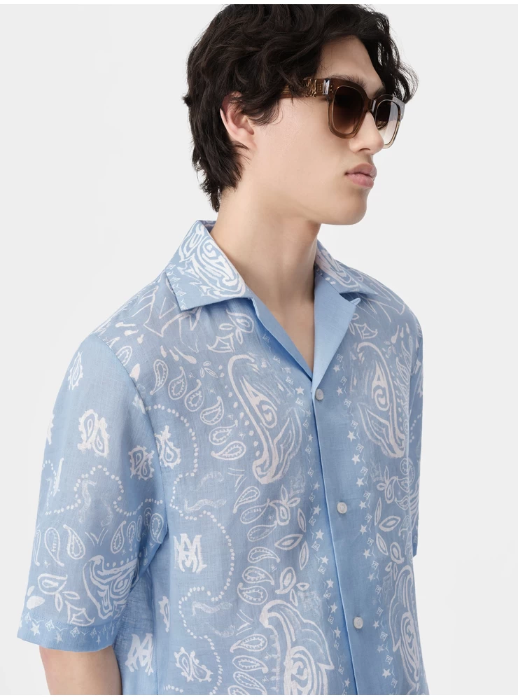 Amiri BANDANA WATERCOLOR CAMP SHIRT - Cerulean