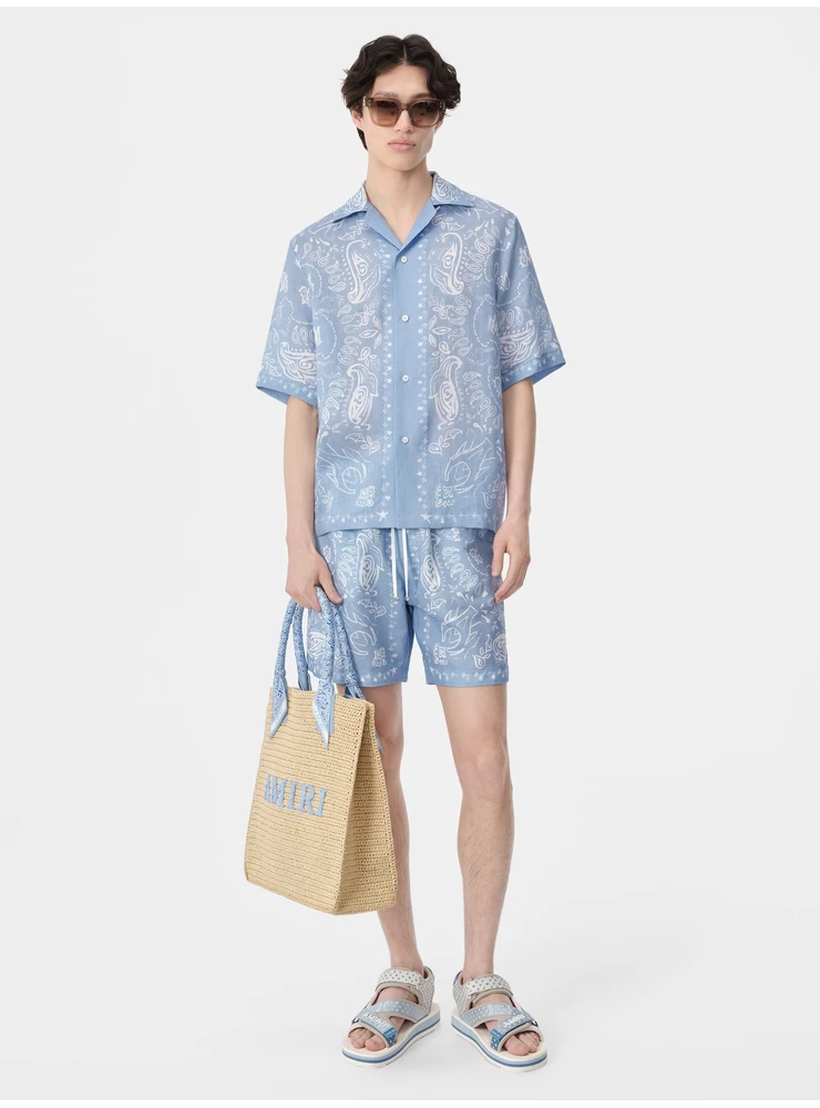 Amiri BANDANA WATERCOLOR CAMP SHIRT - Cerulean