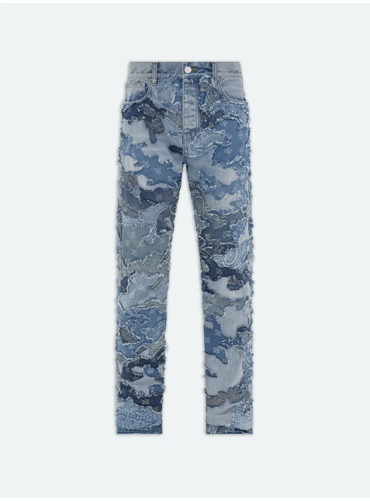Amiri PATCHWORK CAMO STRAIGHT JEAN - Perfect Indigo