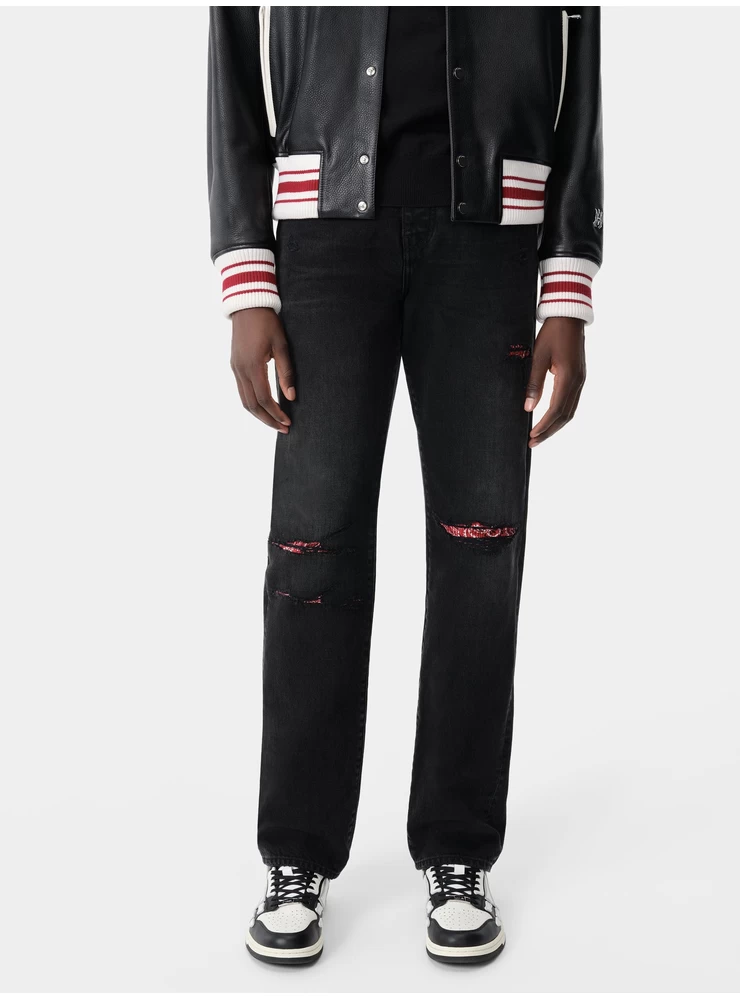 Amiri BANDANA REPAIR STRAIGHT JEAN - Vintage Black