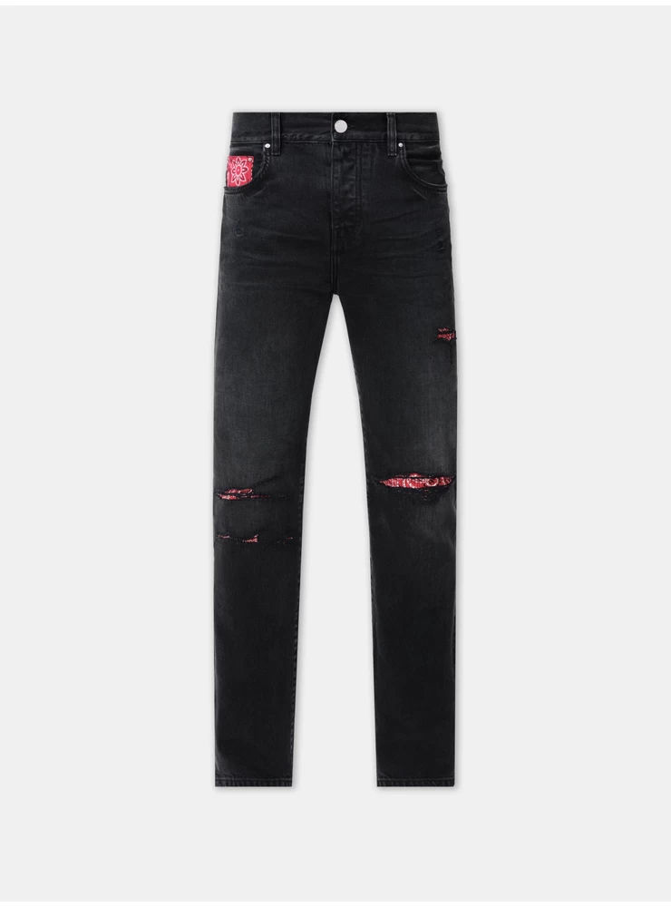 Amiri BANDANA REPAIR STRAIGHT JEAN - Vintage Black