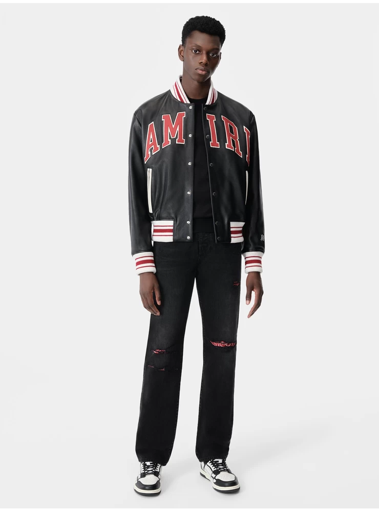 Amiri Bandana Repair Straight Jeans – Vintage-Schwarz