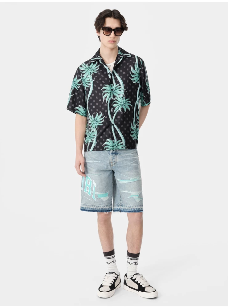 Amiri Varsity Logo Repair Shorts – Perfektes Indigo