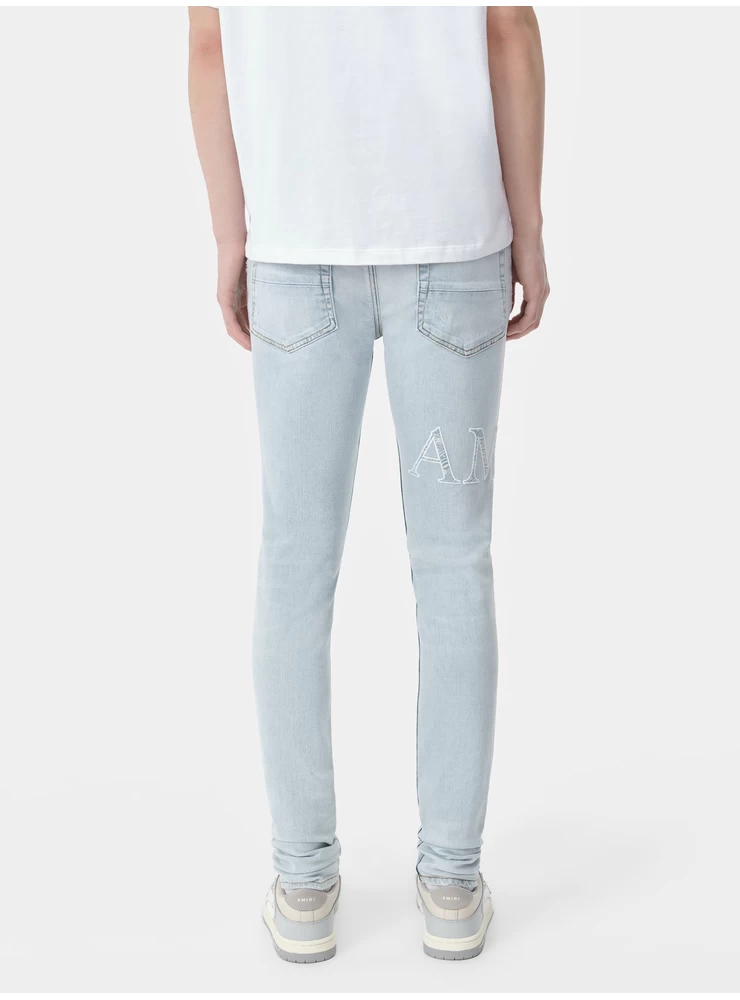Amiri Bandana Jacquard Logotyp Jean - Sky Indigo