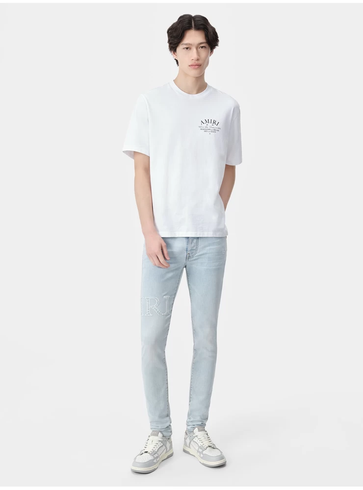 Amiri Bandana-Jacquard-Logo-Jeans – Sky Indigo