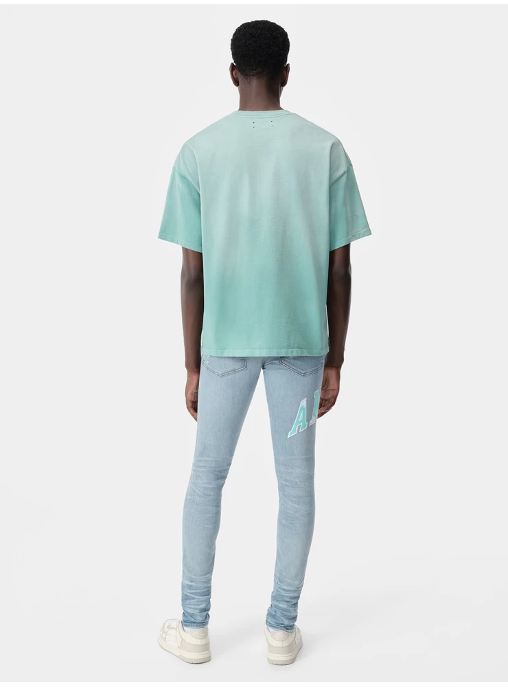 Amiri Varsity Logotipo Taisymo Džinsas - Tobulas Indigo