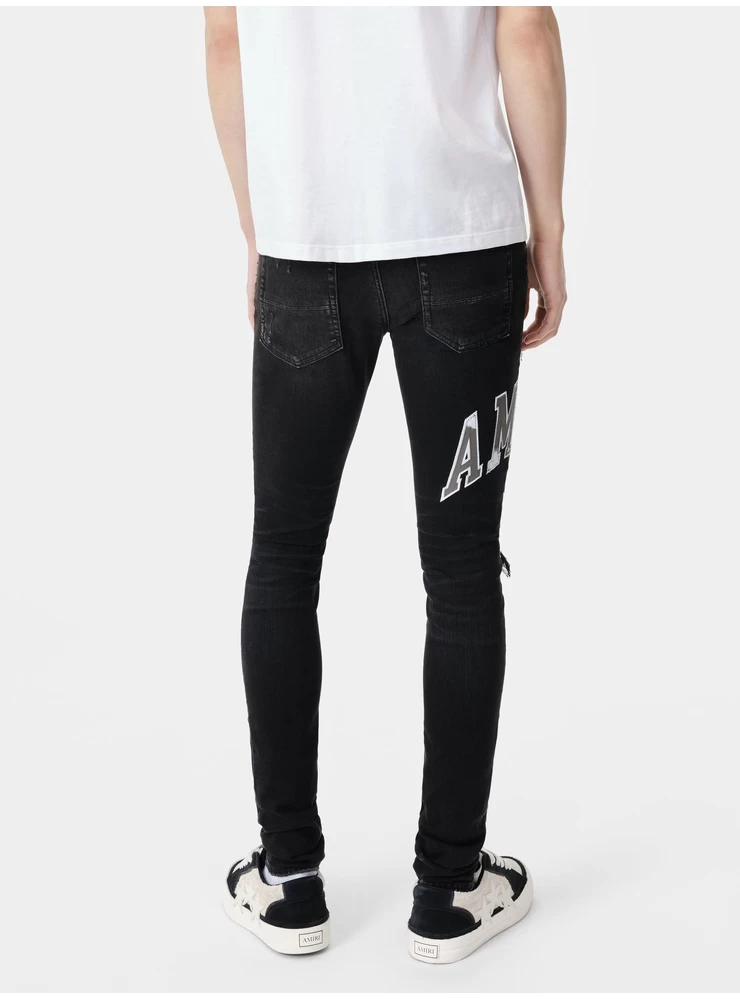 Amiri VARSITY LOGO REPAIR JEAN - Vintage Black