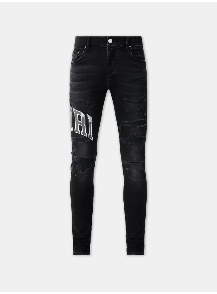 Amiri VARSITY LOGO REPAIR JEAN - Vintage Black