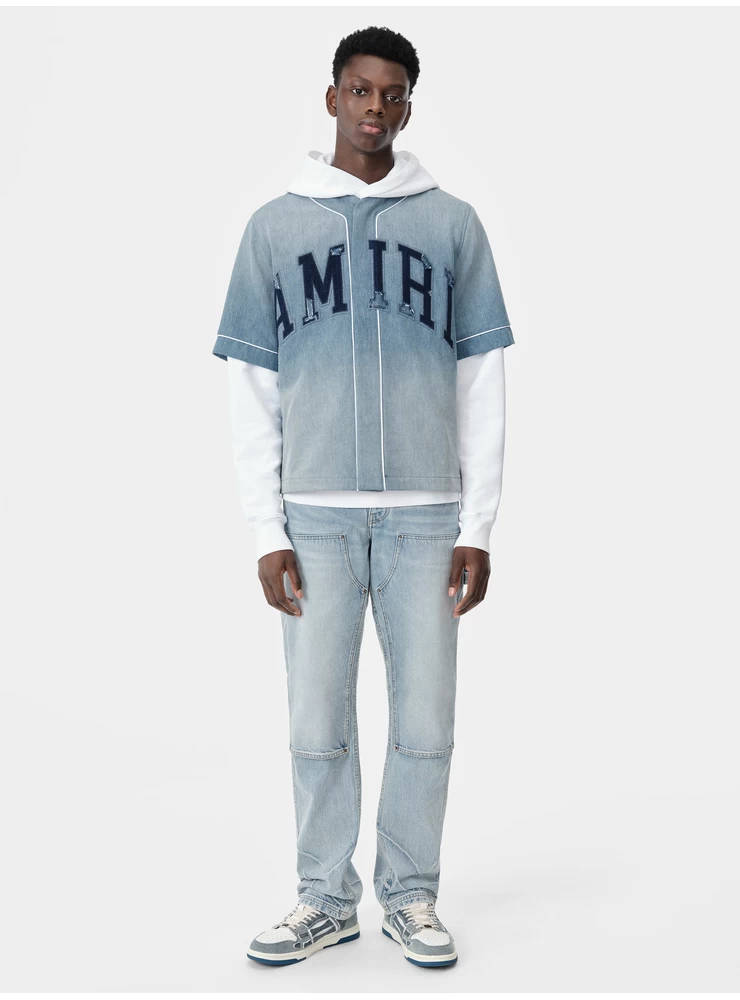 Amiri Amiri Sonnenverblasstes Baseballshirt – Perfektes Indigo