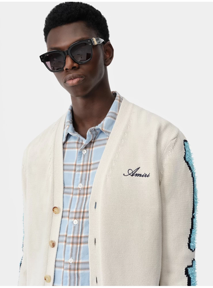 Amiri BONES CARDIGAN - Birch