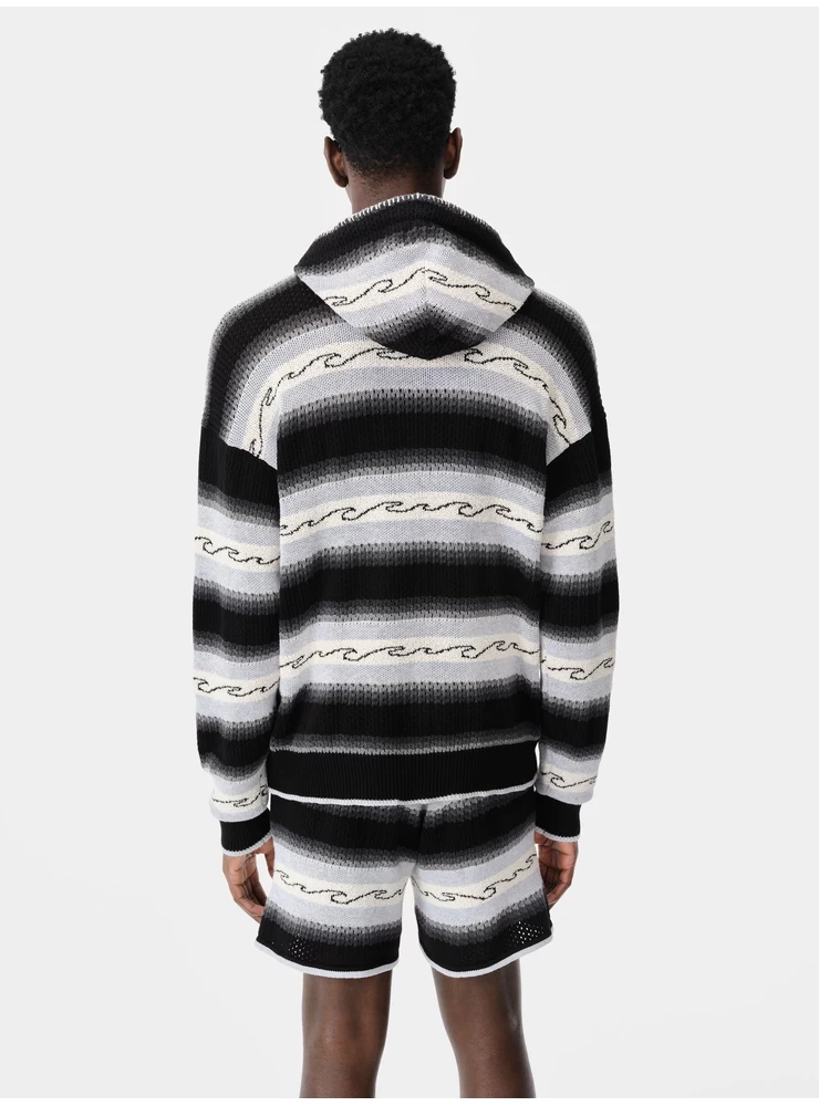 Amiri AMRI WAVE BAJA STRIPE HOODIE - Black