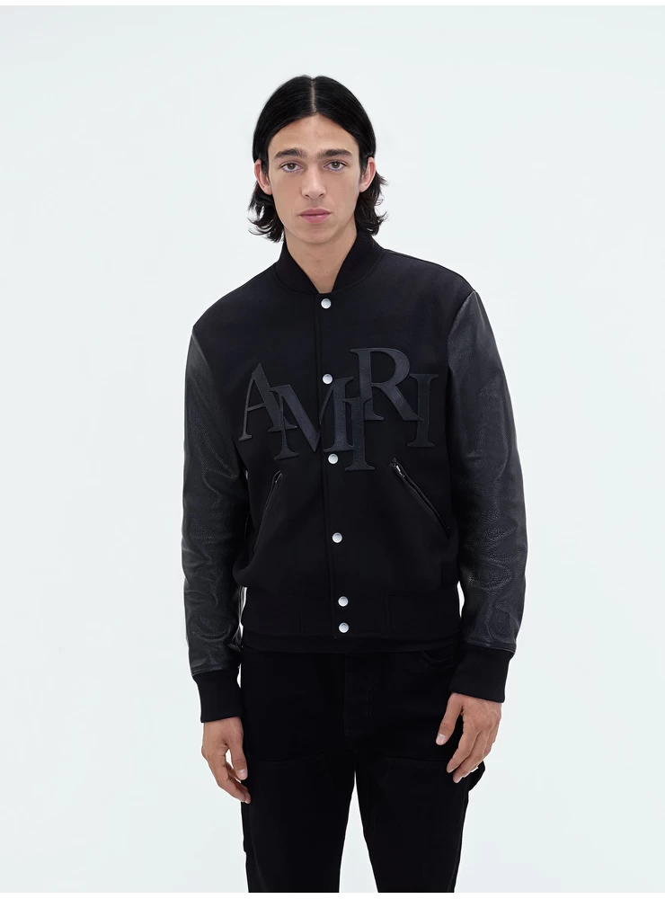 Amiri AMIRI STAGGERED VARSITY JACKET - Black