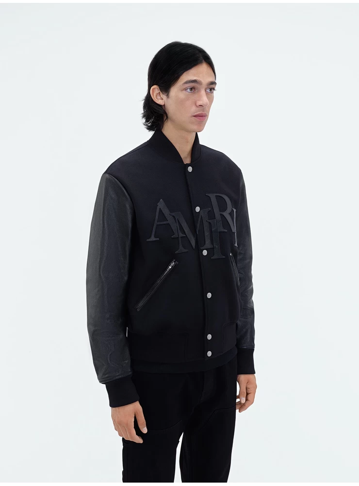 Amiri AMIRI STAGGERED VARSITY JACKET - Black