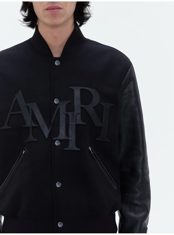Amiri AMIRI STAGGERED VARSITY JACKET - Black