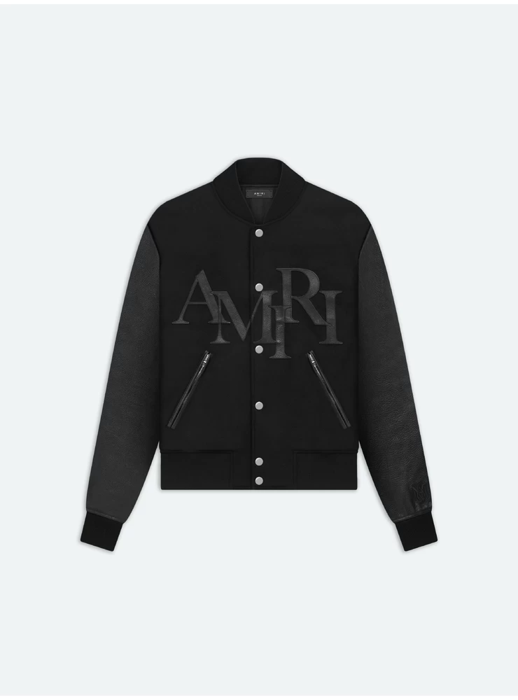 Amiri AMIRI STAGGERED VARSITY JACKET - Black