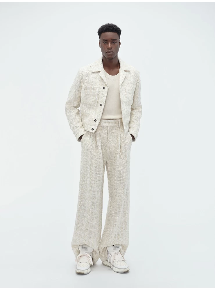 Amiri SEQUIN BOUCLE SHIRT JACKET - Alabaster