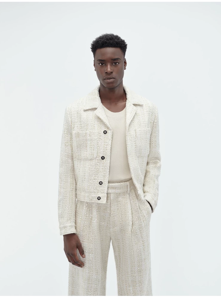 Amiri SEQUIN BOUCLE SHIRT JACKET - Alabaster