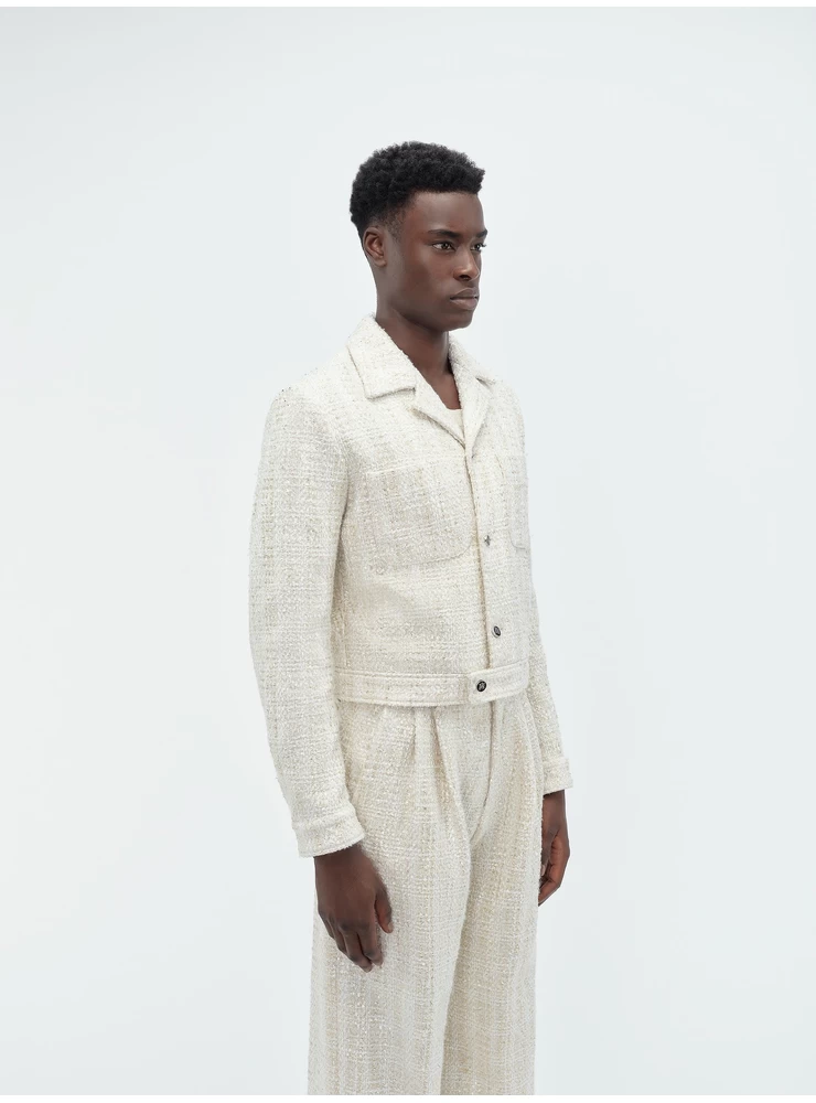 Amiri SEQUIN BOUCLE SHIRT JACKET - Alabaster