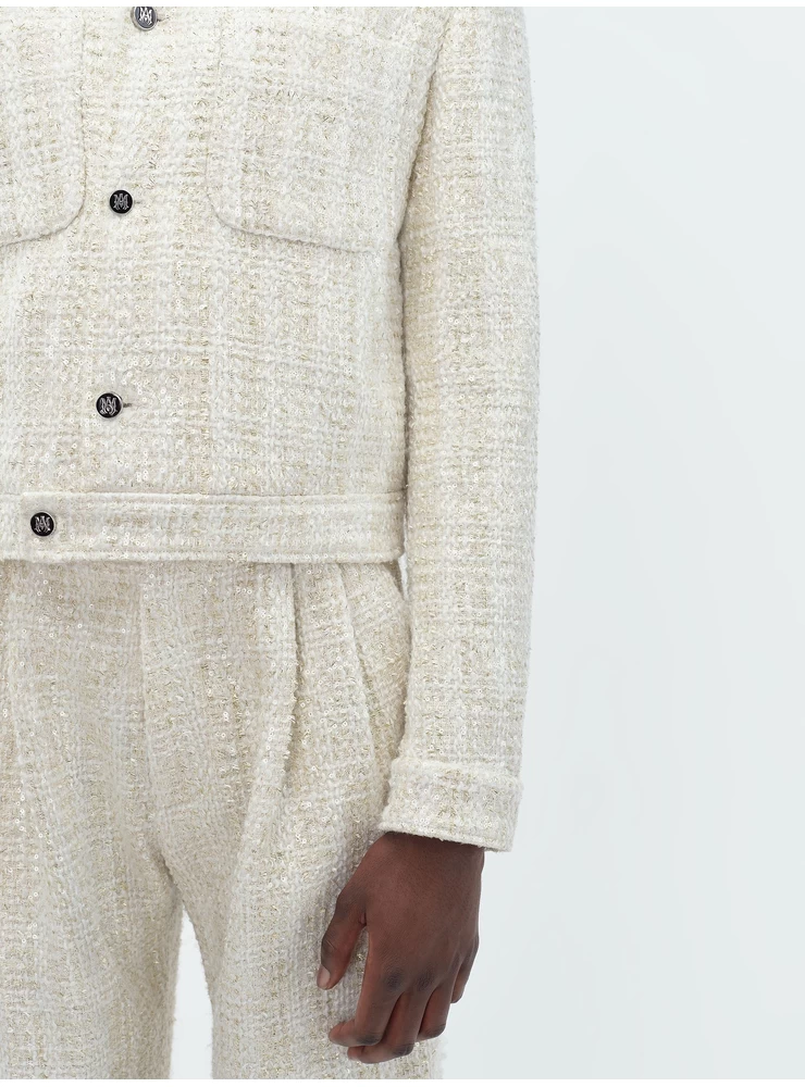 Amiri SEQUIN BOUCLE SHIRT JACKET - Alabaster