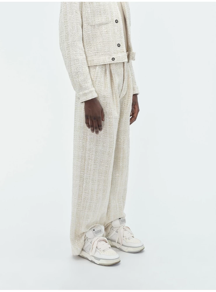 Amiri SEQUIN BOUCLE DOUBLE PLEATED PANT - Alabaster