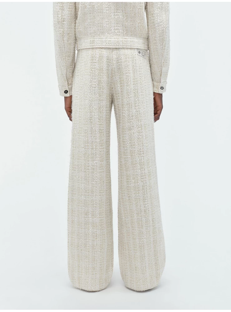 Amiri SEQUIN BOUCLE DOUBLE PLEATED PANT - Alabaster