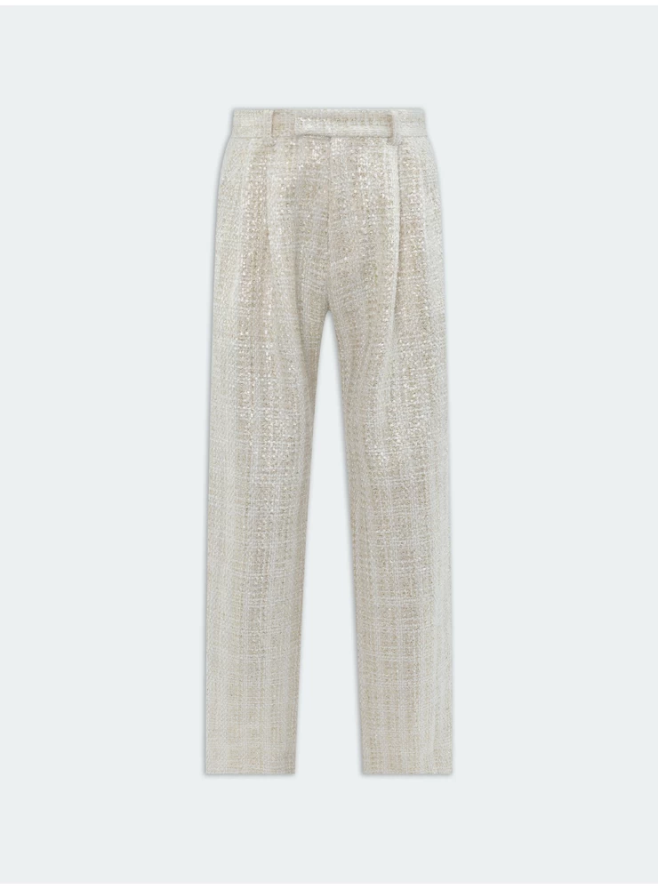 Amiri SEQUIN BOUCLE DOUBLE PLEATED PANT - Alabaster