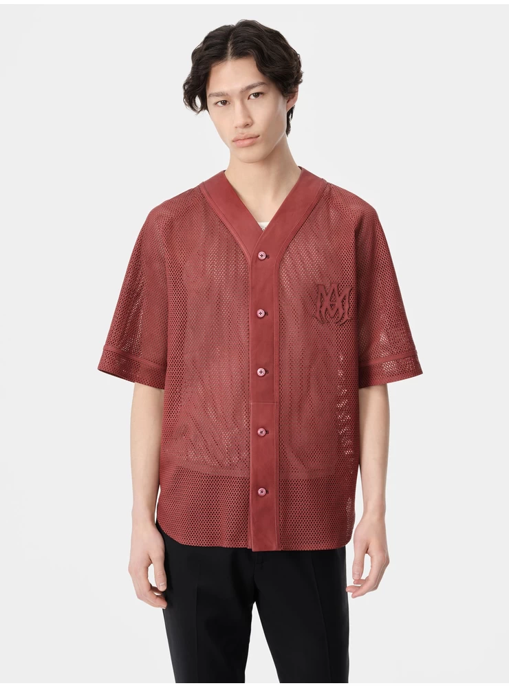 Amiri MA PERFORATED BASEBALL SHIRT - Sun Dried Tomato