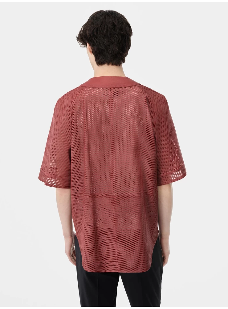 Amiri MA PERFORATED BASEBALL SHIRT - Sun Dried Tomato