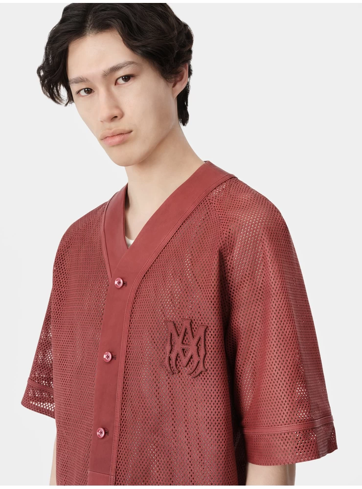 Amiri MA PERFORATED BASEBALL SHIRT - Sun Dried Tomato