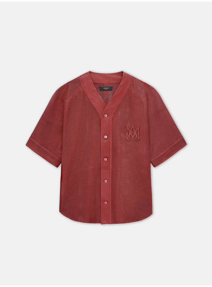 Amiri MA PERFORATED BASEBALL SHIRT - Sun Dried Tomato