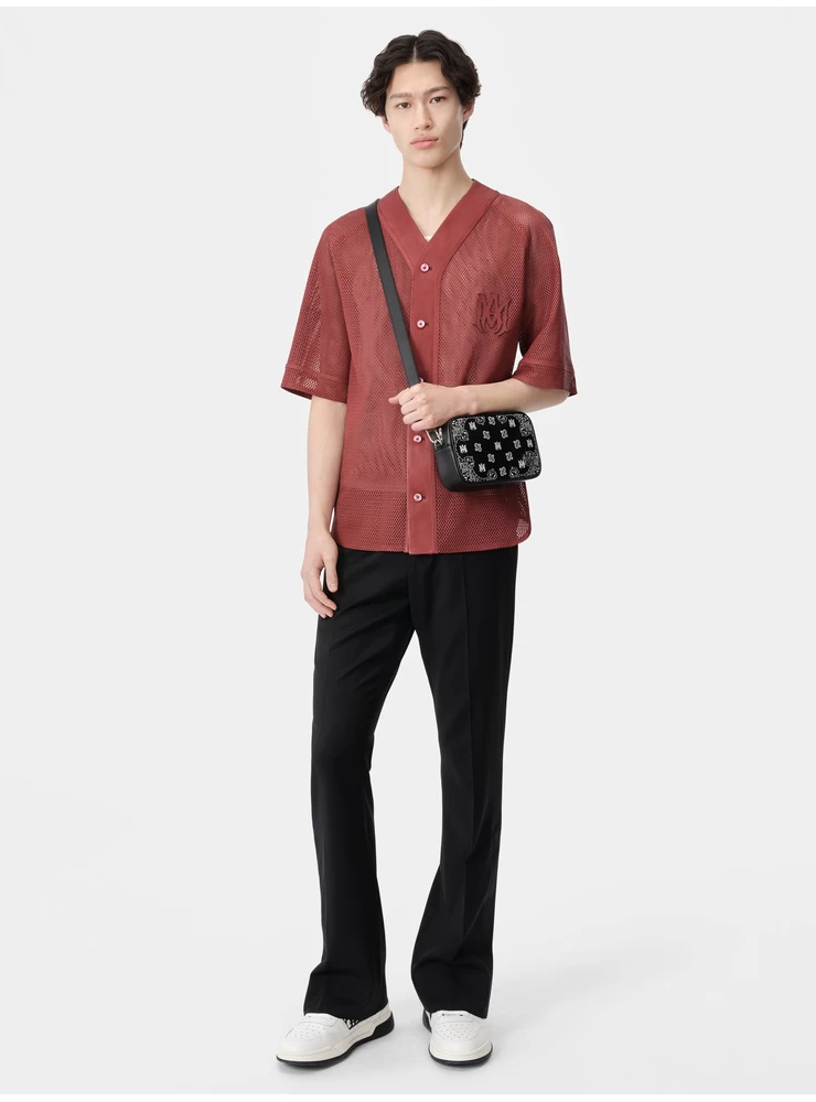 Amiri MA PERFORATED BASEBALL SHIRT - Sun Dried Tomato