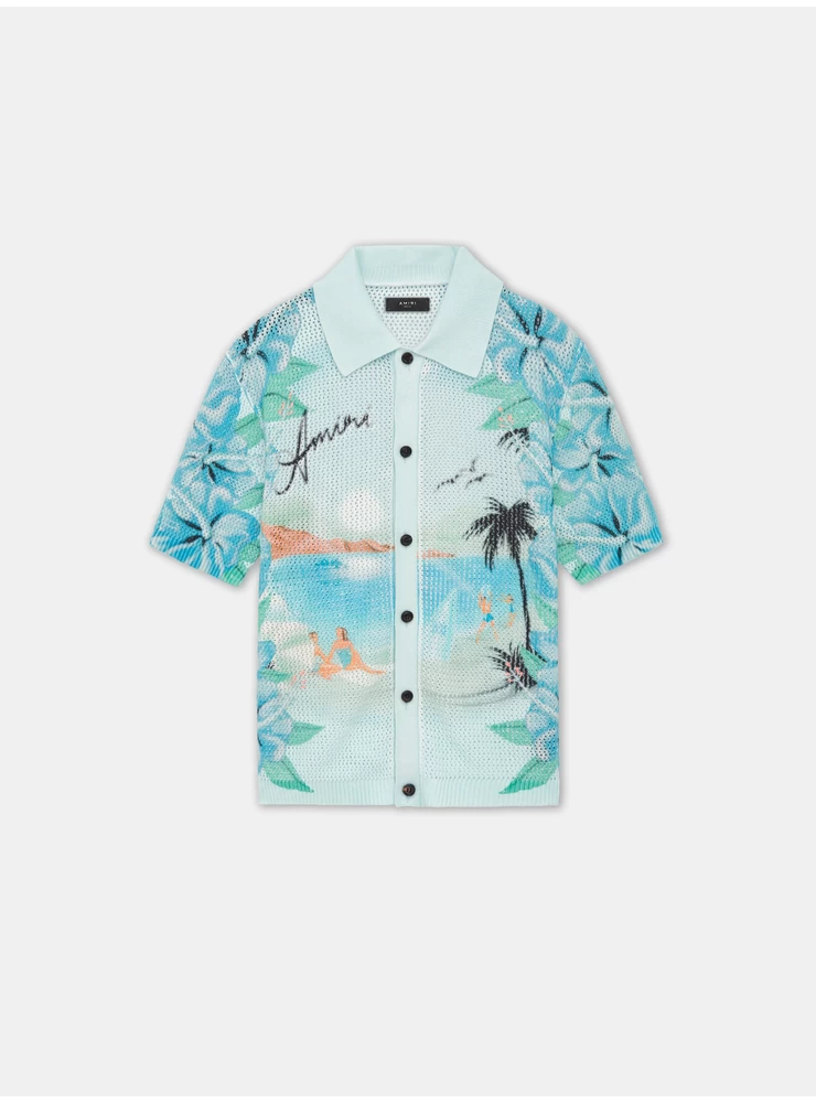 Amiri AMIRI PARADISE CROCHET POLO - Cerulean