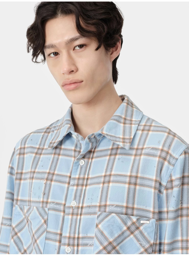 アミリ アミリ ショットガン フランネル - シーブルー